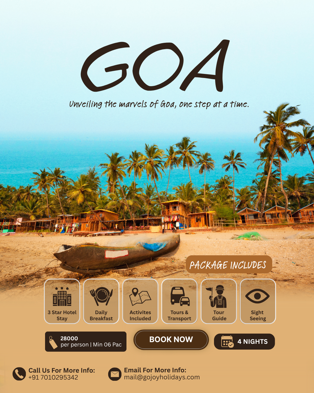 blue beige and brown modern goa tourism instagram post