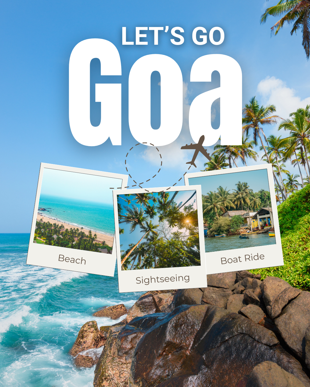 blue green and white modern goa tour promotion instagram post with photos