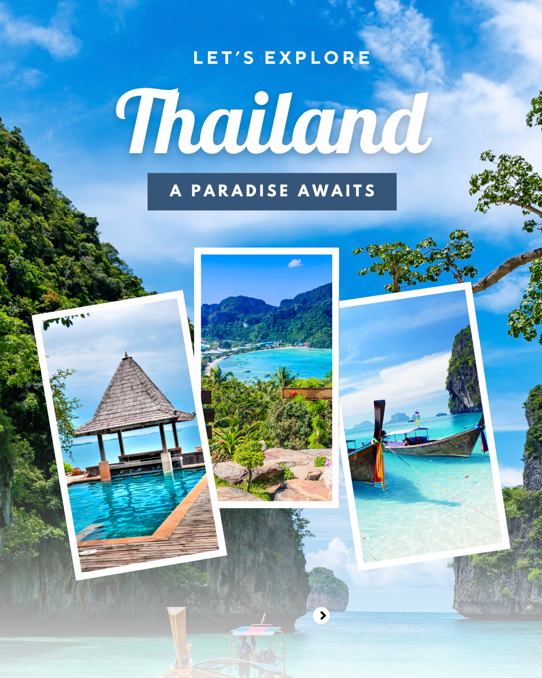 blue and white modern thailand tour and travel promotion instagram post