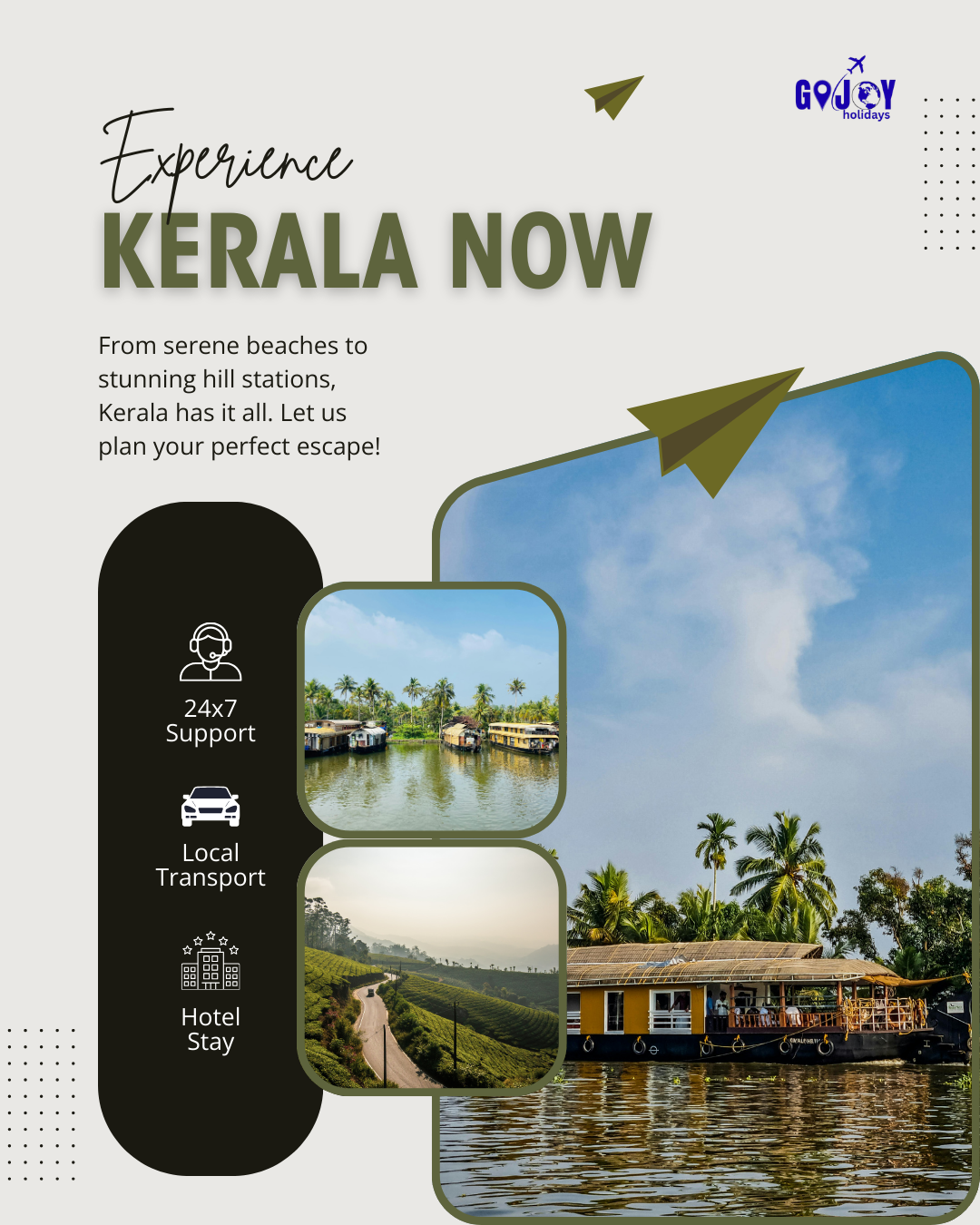 green and white minimalist kerala tour and travel agency instagram post